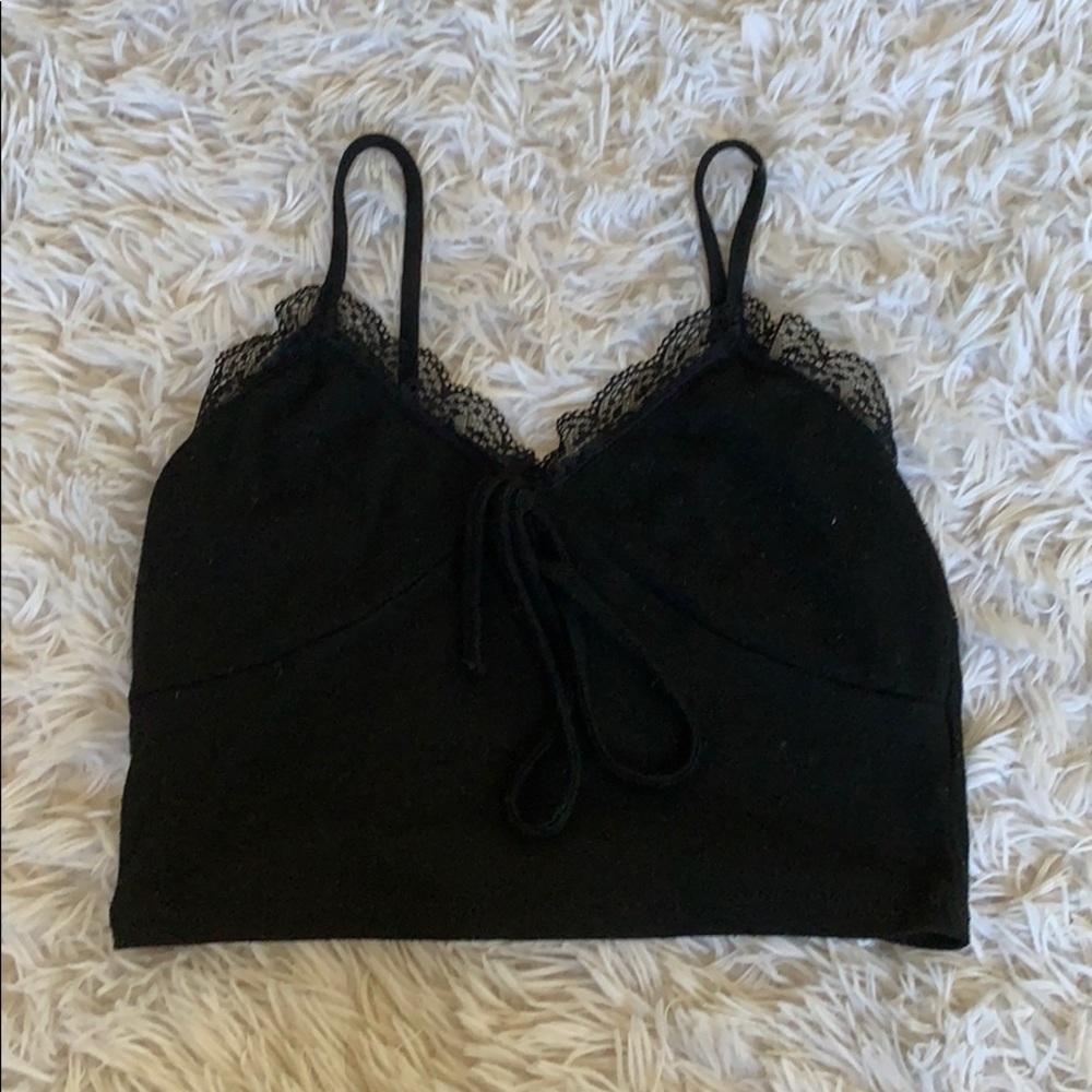 Simple black laced crop top